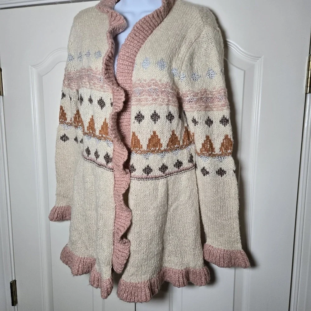 Matilda Jane Open Cardigan‎ Just Imagine Jacie Ruffled Wool Blend Sz Small NWT